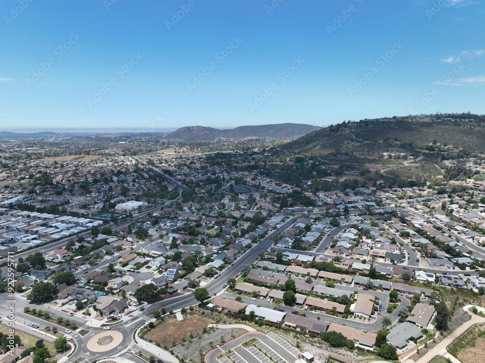 Aerial view of middle class community big houses, Escondido, South California, USA. Aerial view of middle class community big houses, Escondido, South California, USA.