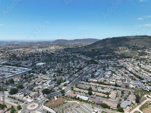 Aerial view of middle class community big houses, Escondido, South California, USA.