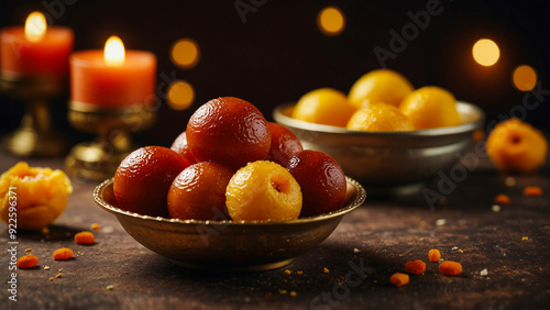 candle and fruit photo