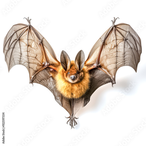 Fledermaus, Nordfledermaus ( Eptesicus nilssonii ), freigestellt vor weissem Hintergrund, Generative AI photo