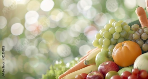 Fresh Variety of Fruits and Vegetables on Display With Soft Background Lights