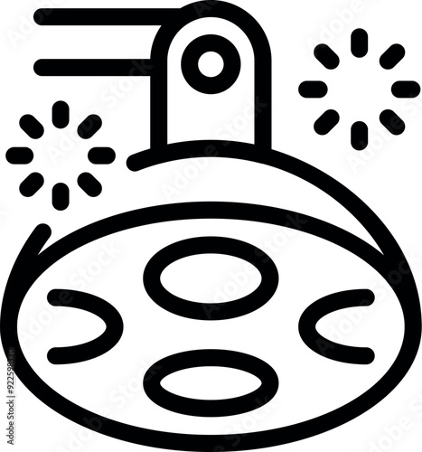 Line icon of a surgical lamp, representing medical equipment used in surgeries and medical procedures