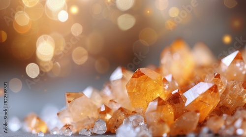 Golden Brown Crystals Sparkling Under Natural Light in Abstract Background