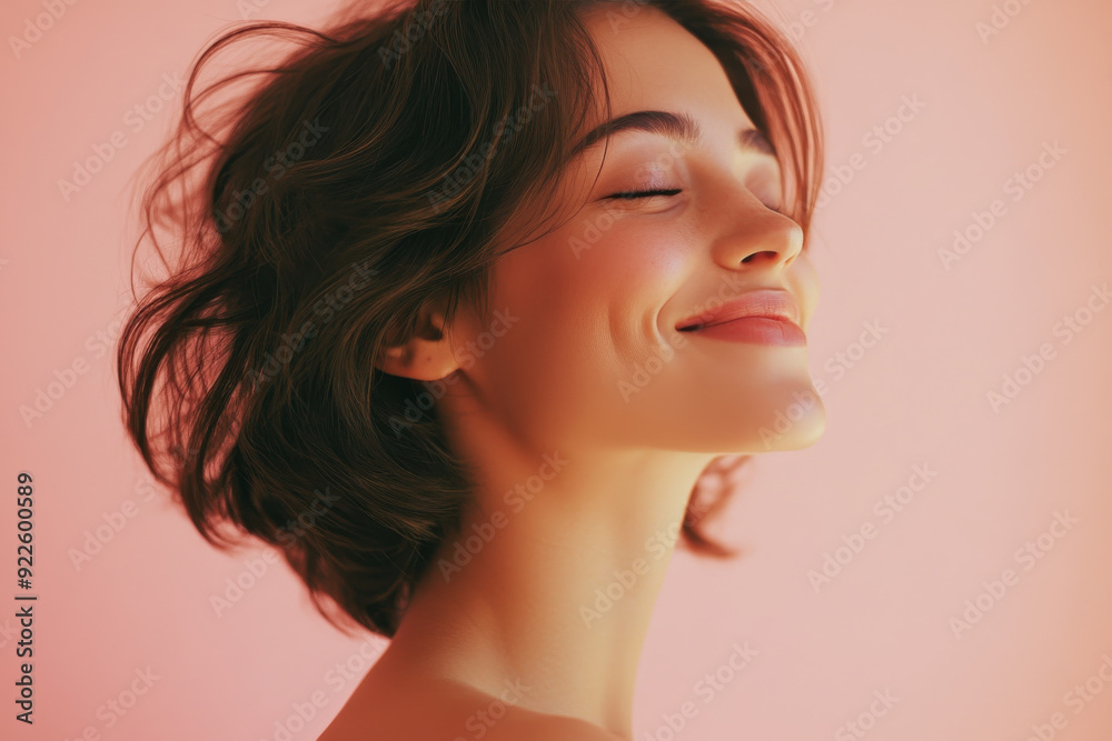 A close up of a woman's face with her eyes closed A close up of a woman's face with her eyes closed