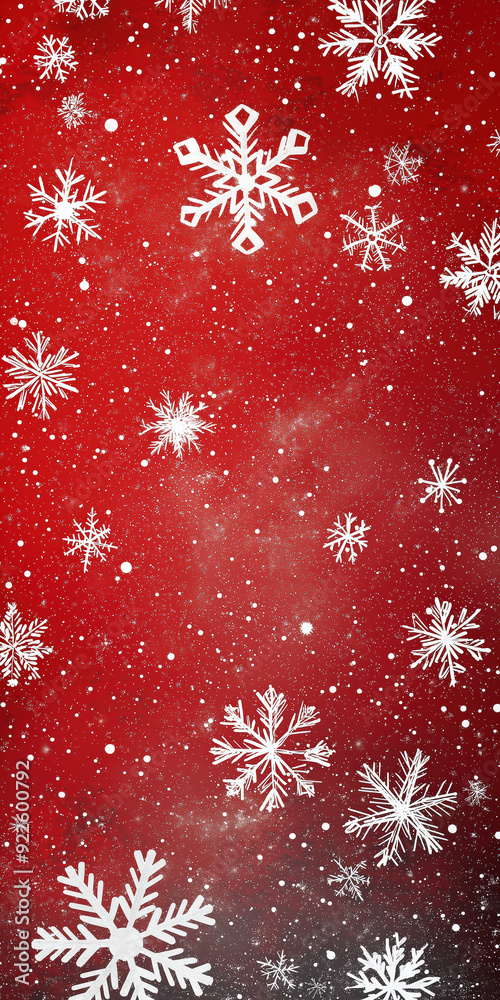 A red background with white snowflakes scattered across it A red background with white snowflakes scattered across it