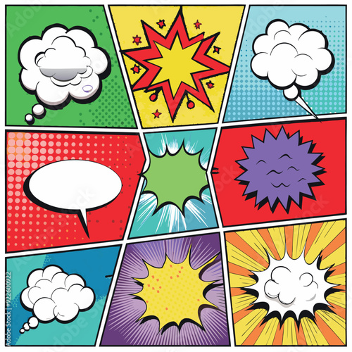 Set  bon Comic book  bubble vector illustration icon design