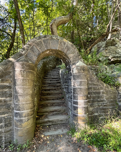 Old stone stairs and arch photo