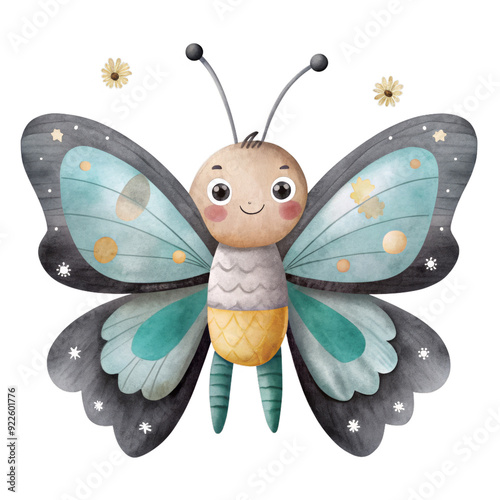 Obraz na płótnie cute butterfly watercolor illustration for kids clothes and prints w salonie