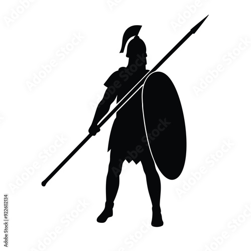 a body builder medieval knight with sword, stand with warior pose vector silhouette 