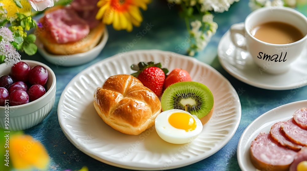 Delicious Breakfast With Fresh Croissant Delicious Breakfast With Fresh Croissant