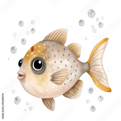 cute fish watercolor illustration for kids clothes and prints