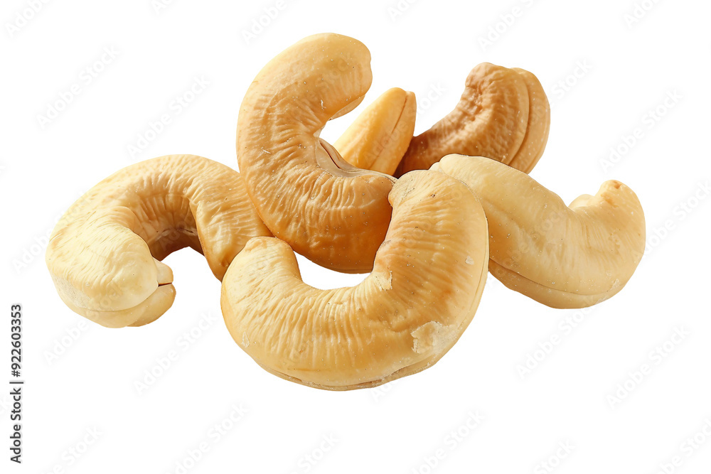 delicious cashews isolated on transparent background