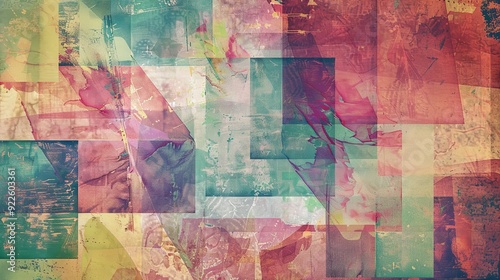 Generative Ai vintage grunge colorful collage background