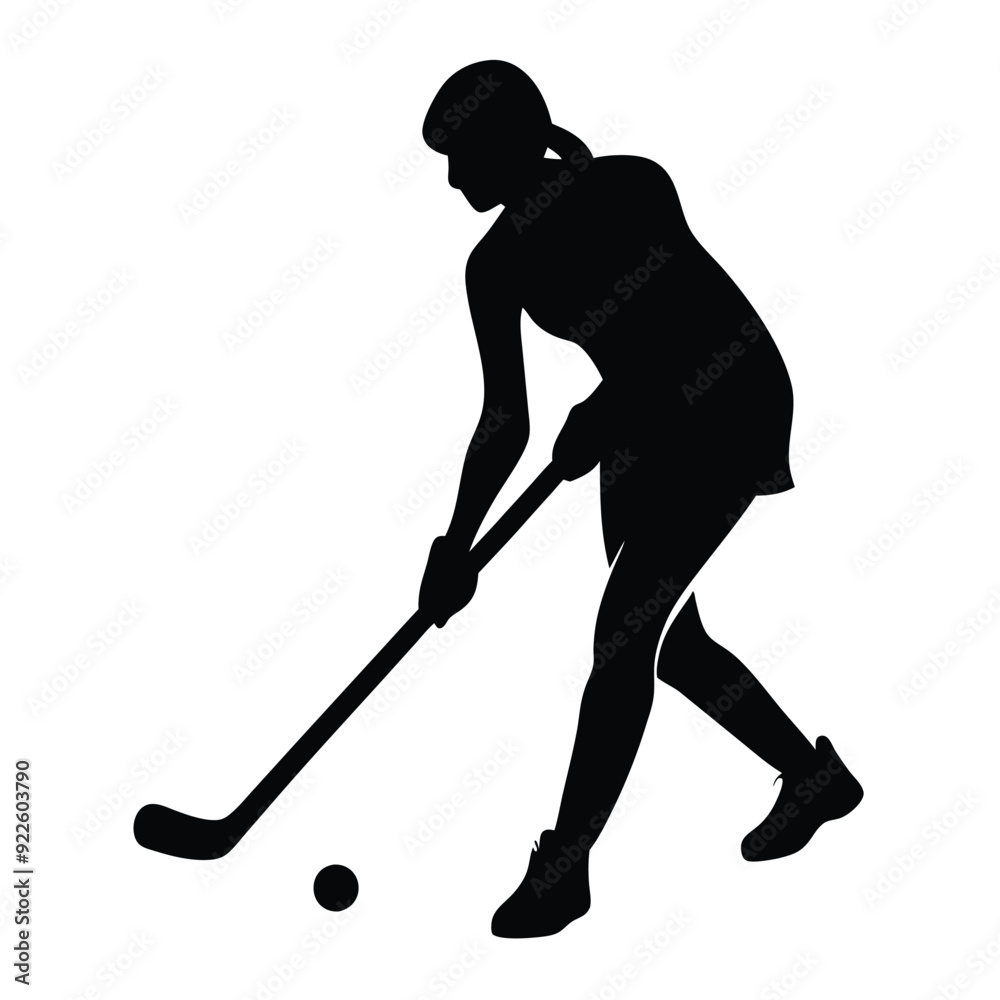 a woman hockey player vector silhouette, isolated white background a woman hockey player vector silhouette, isolated white background