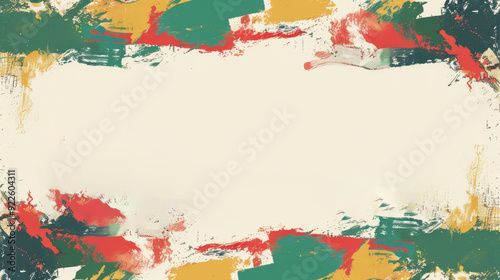 watercolor illustration, vintage postcard, Heritage Day in South Africa, abstract background, Pan African flag, paint texture, copy space, free space for text