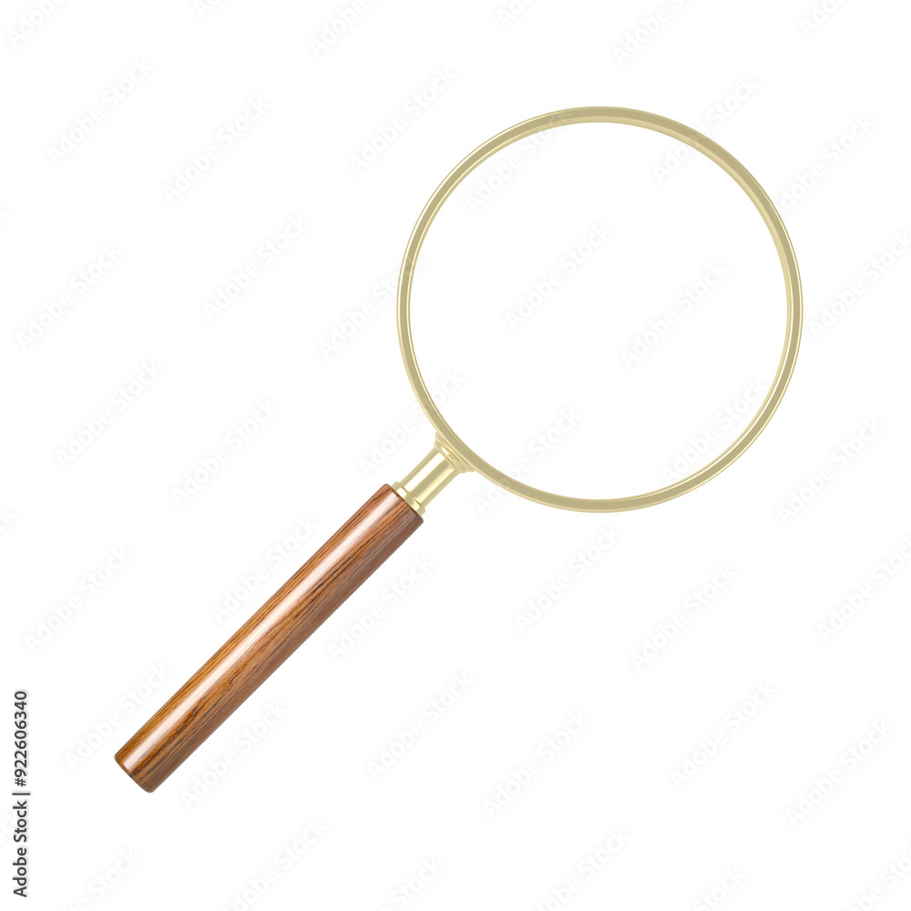 Magnifying glass. Isolated. 3d illustration.