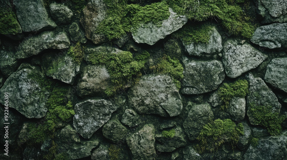 Stone wall from an ancient civilization, covered in moss and cracks. Stone wall from an ancient civilization, covered in moss and cracks.