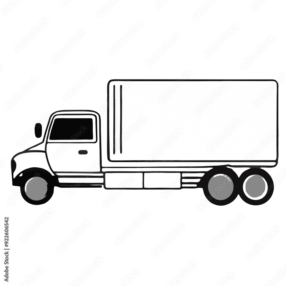 Black and White Car Outline Illustration, Vehicle Concept with Copy Space Black and White Car Outline Illustration, Vehicle Concept with Copy Space