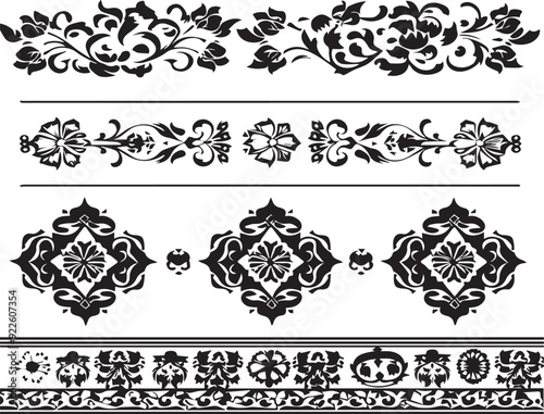 Borders Royality Dark Silhouette Shapes Vector Set