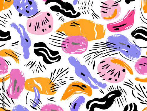 Vibrant Abstract Pattern with Bold Colors and Dynamic Shapes for Contemporary Artistic Designs 