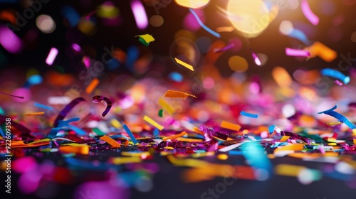 Colorful Confetti Falling on a Bright Background During a Celebration