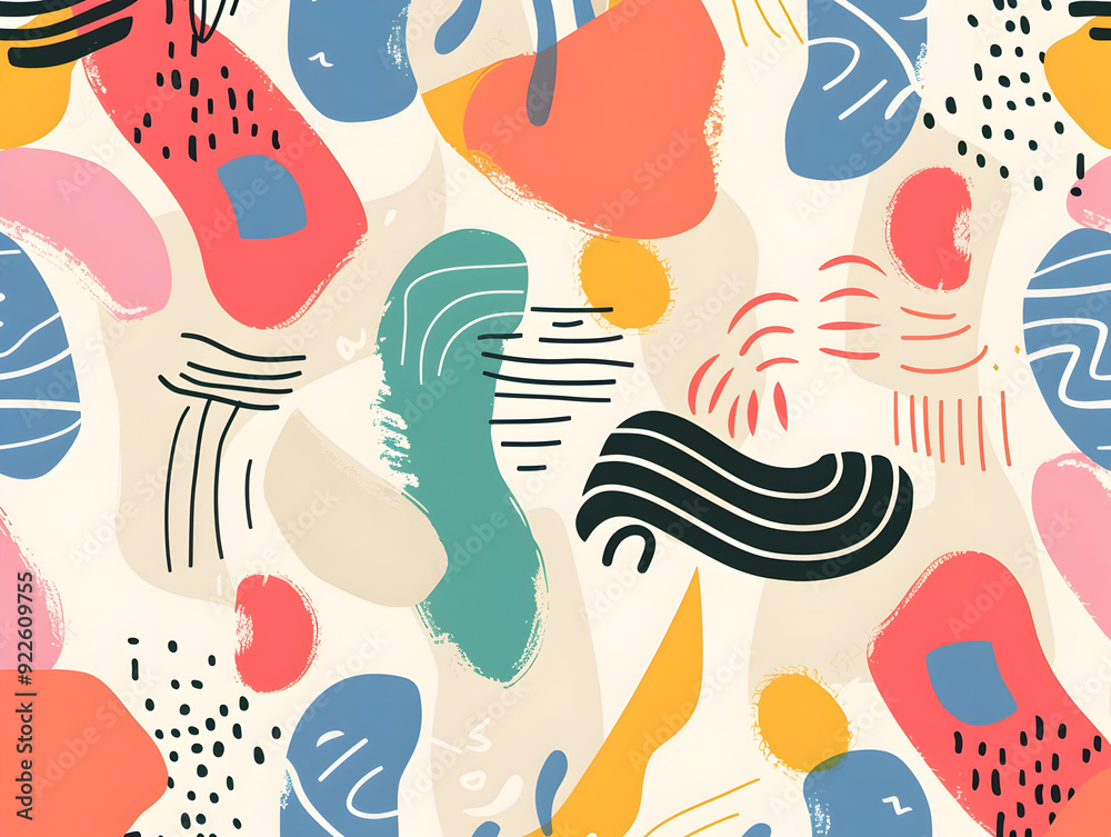 Naklejka premium oft and Organic Colorful Shapes on a Light Background with a Playful Theme