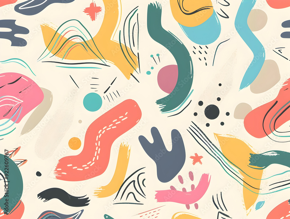 Naklejka premium oft and Organic Colorful Shapes on a Light Background with a Playful Theme