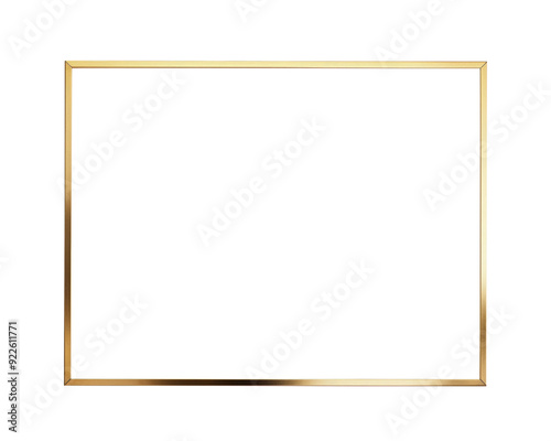Straight-on view of a gold rectangular frame on a white background