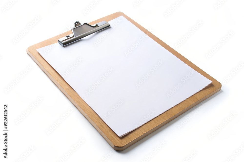 A blank wooden clipboard with a white sheet of paper, symbolizing organization, planning, note-taking, communication, and potential. A blank wooden clipboard with a white sheet of paper, symbolizing organization, planning, note-taking, communication, and potential.