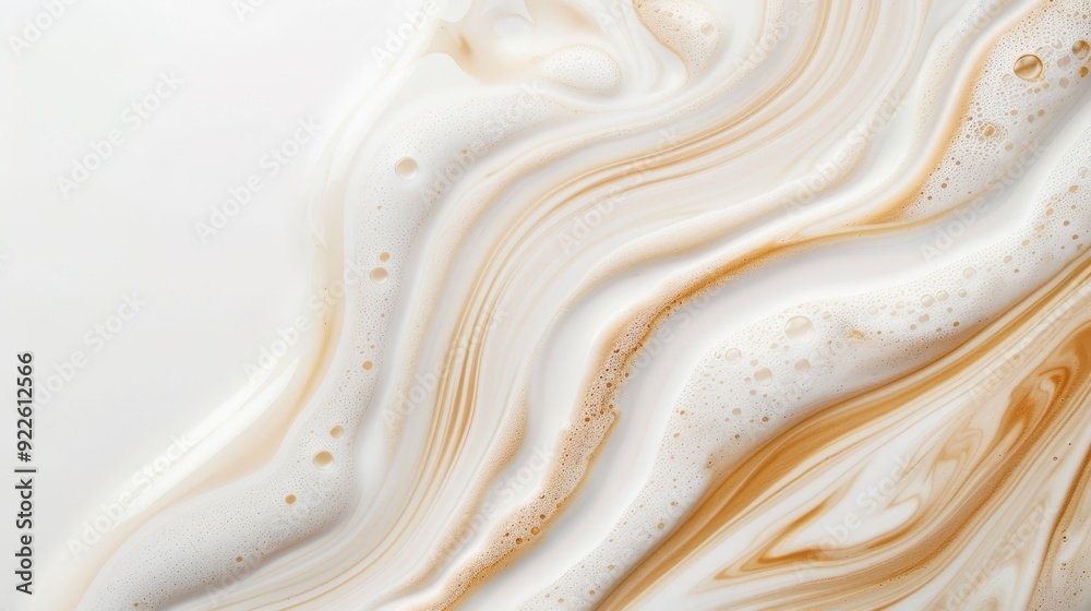 A swirl of cream and brown paint on a white background A swirl of cream and brown paint on a white background