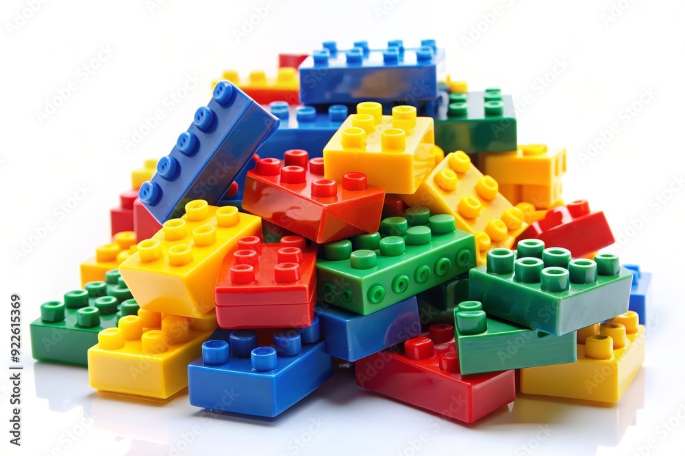A pile of colorful plastic building blocks, symbolizing creativity, imagination, construction, play, and childhood. A pile of colorful plastic building blocks, symbolizing creativity, imagination, construction, play, and childhood.