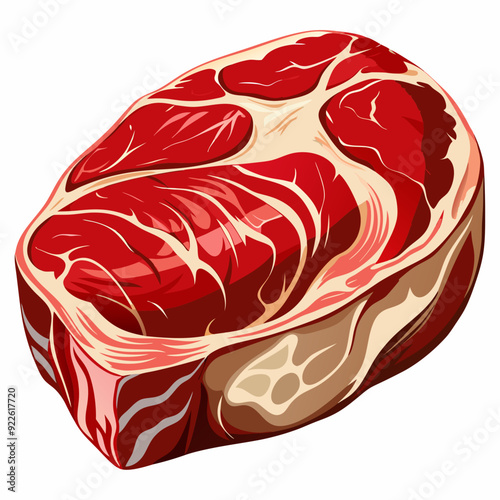 Raw marbled meat steak art vector illustration