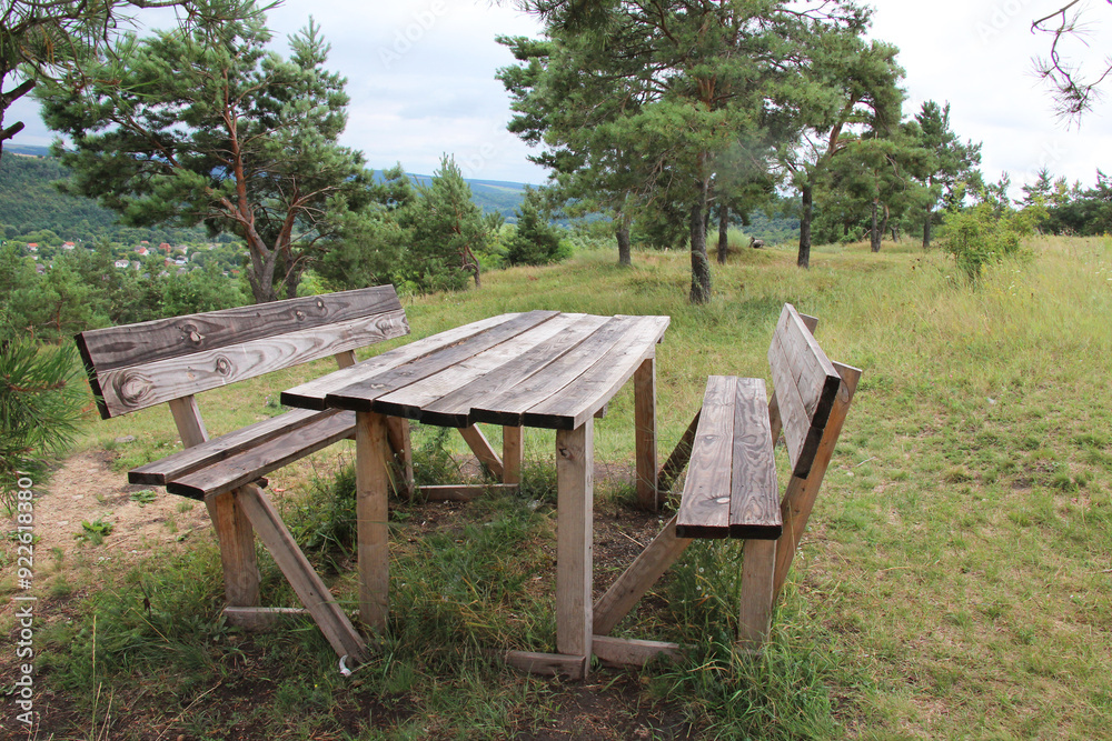 Bench and table for holding a picnic Bench and table for holding a picnic