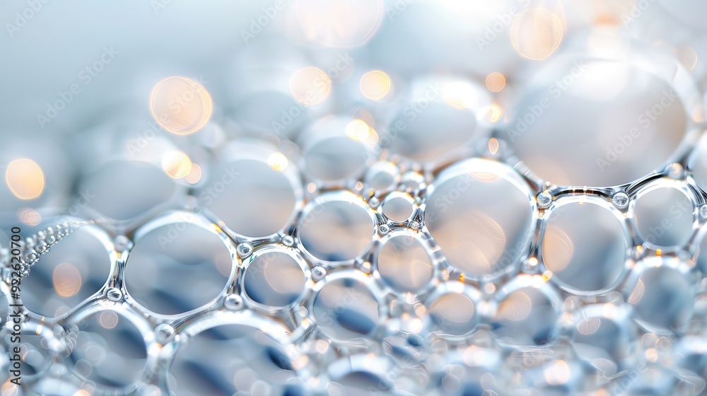 A bunch of bubbles in the air with a yellowish tint A bunch of bubbles in the air with a yellowish tint