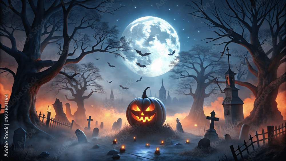 Concept of halloween day postcard design, illustration background horror story scary Trick-or-treating spooky Concept of halloween day postcard design, illustration background horror story scary Trick-or-treating spooky