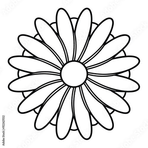 Simple Flower Line Art Icon with Bold Lines and Simple Shapes on White Background, Vector Style in SVG Format, Suitable as a Coloring Page for Kids