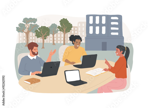 Outdoor office isolated cartoon vector illustrations.