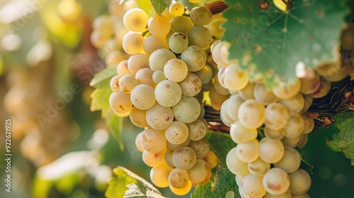 White grapes ready for wine making in vineyard