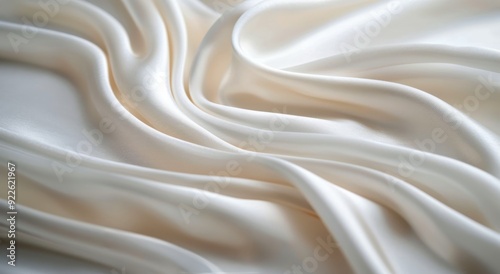 Soft Cream Silk Fabric Draped Elegantly on a Smooth Surface
