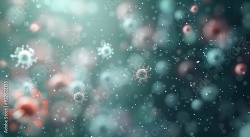 Microbial Life Forms Floating in Abstract Space Environment