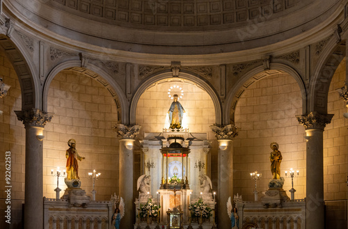 Lima, Peru, Church of Virgen Milagrosa in Miraflores in front of Kennedy park.