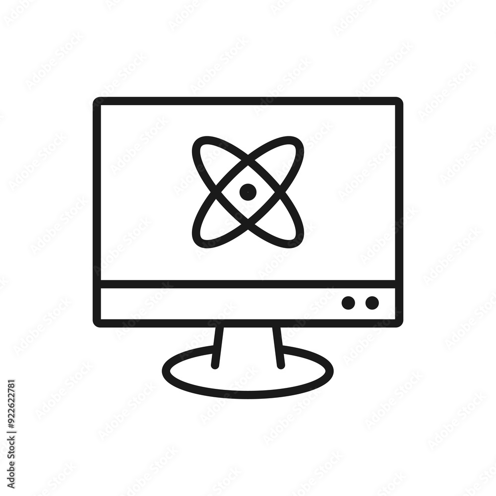 Computer monitor - line icon with editable stroke. Conceptual science symbol. Vector illustration Computer monitor - line icon with editable stroke. Conceptual science symbol. Vector illustration
