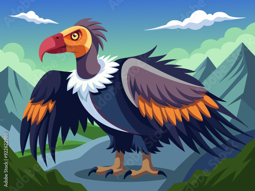 Condor des Andes charognard vautour sauvage nature animal grande espèce d’oiseau avec envergure
