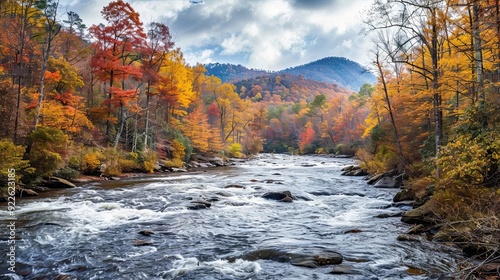 North Carolina Autumn Cullasaja River photo