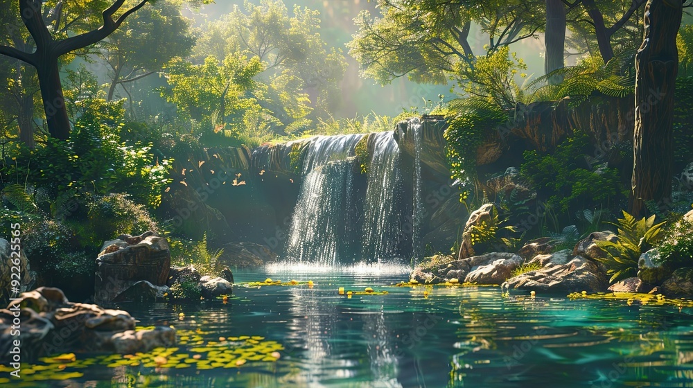 Small waterfall in a fairytale forest. Small waterfall in a fairytale forest.