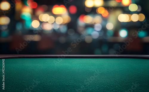 Wallpaper Mural Green felt table top with blurred background of lights. Torontodigital.ca