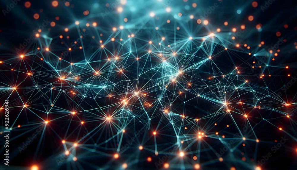 Neural lowpoly AI futuristic neon network of abstract connection background Neural lowpoly AI futuristic neon network of abstract connection background