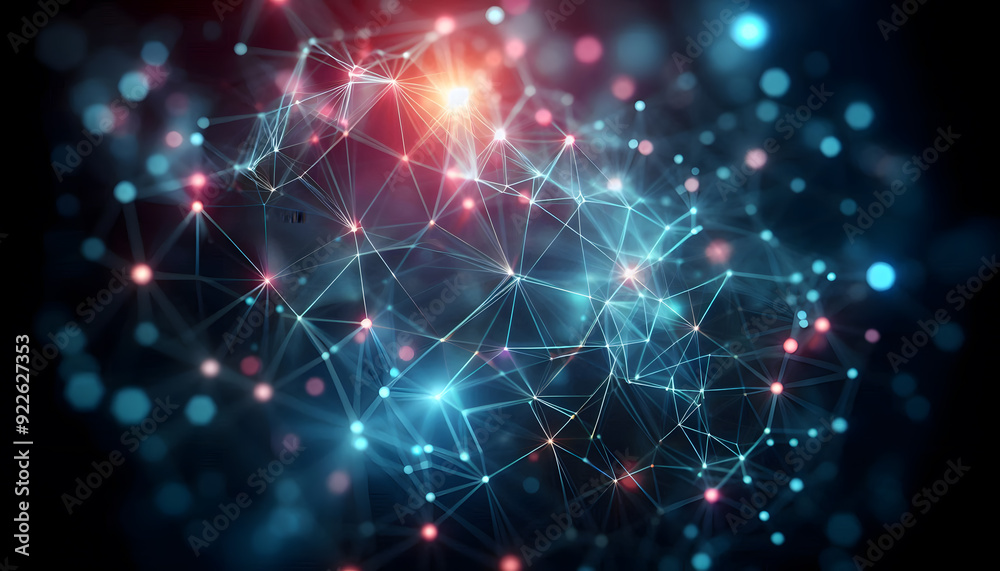 Neural lowpoly AI futuristic neon network of abstract connection background Neural lowpoly AI futuristic neon network of abstract connection background