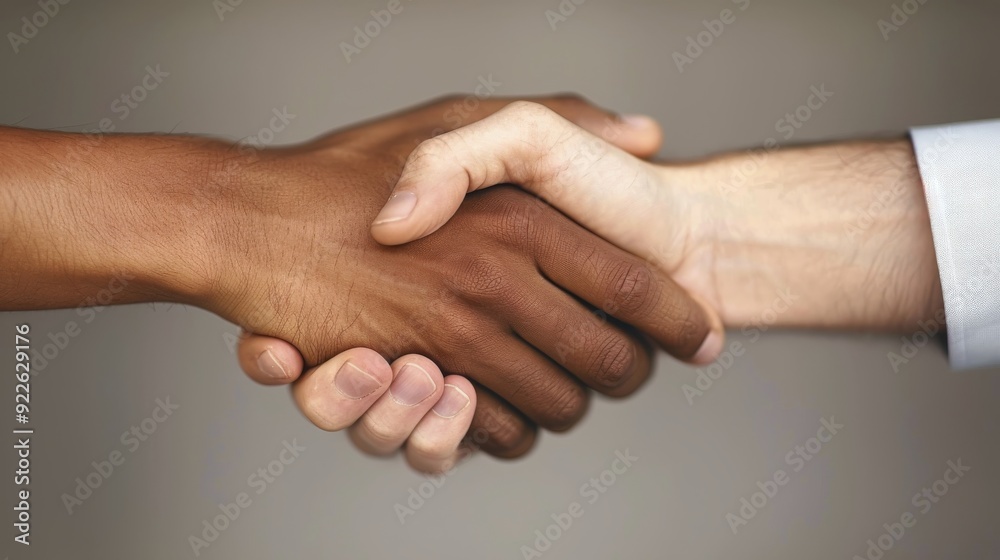 Handshake Between Two People in Cozy Sweaters on a Soft Blurred Background Handshake Between Two People in Cozy Sweaters on a Soft Blurred Background