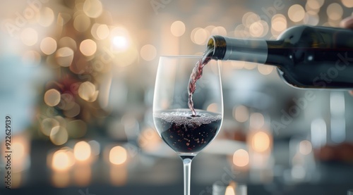 Pouring Red Wine Into Glasses At A Social Gathering With Blurred Background